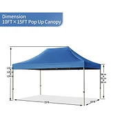 10x15 Pop-Up Canopy Tent, Waterproof, Uv Protection, Adjustable Height