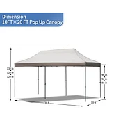10x20 Pop-Up Canopy Tent, Heavy-Duty, Waterproof, Uv Protection, Includes 6 Sidewalls
