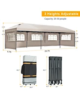 10x30 Pop-Up Canopy with Sidewalls, Wheeled Bag, Khaki