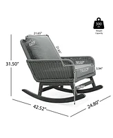 Modern 3-piece gray rattan rocking chair set with table, Patio/balcony