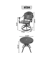 5-Pc Cast Aluminum Dining Set, 4 Swivel Chairs, 31,5" Round Table