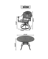 5-Pc Cast Aluminum Dining Set, 4 Swivel Chairs, 47" Round Table