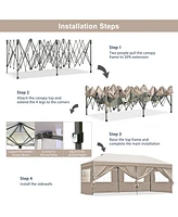 10x20 Khaki Pop Up Canopy Tent with Sidewalls & Wheeled Bag