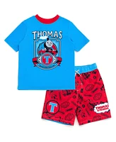 Thomas & Friends Little Boys Rash Guard and Swim Trunks Outfit Set