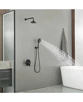 Single Handle 2-Spray Shower Faucet Set 1.8 Gpm with Valve Dual Handheld Shower Head with High Pressure in Matte Black