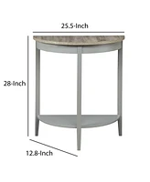 Half-Moon Console Table – Wooden Frame with Lower Storage Shelf