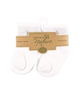Touched by Nature Baby Boys Unisex Organic Cotton Socks, White, 0-6 Months