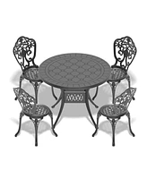 5-Piece Set Of All-Weather Cast Aluminum Dining Furniture Set With Black Frame