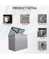 Metal outdoor bin shed, Stores 2 trash cans, Galvanized steel, gray