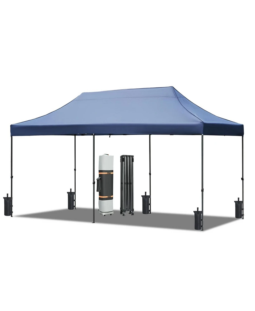 10x20 Pop-Up Canopy Tent, 6 Sidewalls, Uv/Waterproof, 3 Height, Roller Bag, Navy