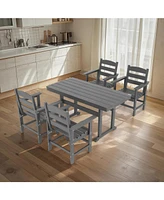 5-Piece Hdpe Outdoor Dining Set (Grey), Table & 4 Chairs