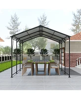 10x15 Metal Carport, Galvanized Steel Roof, Gray