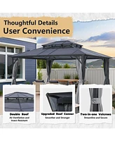 10x12FT Hardtop Gazebo, Aluminum frame, polycarbonate roof