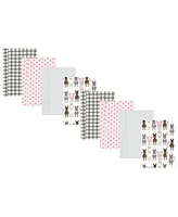 Hudson Baby Girls Cotton Poly Flannel Burp Cloths 8-Pack, Farm Friends Pink, One Size