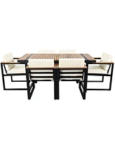 7-Piece Outdoor Dining Set, Table, Chairs, Cushions - Beige
