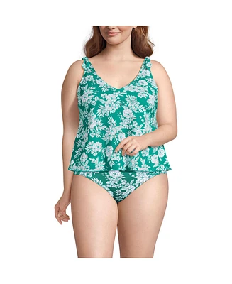 Lands' End Plus Tie Shoulder Flutter Tankini Top
