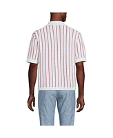 Lands' End Men's Short Sleeve Racked Button Down Sweater Polo