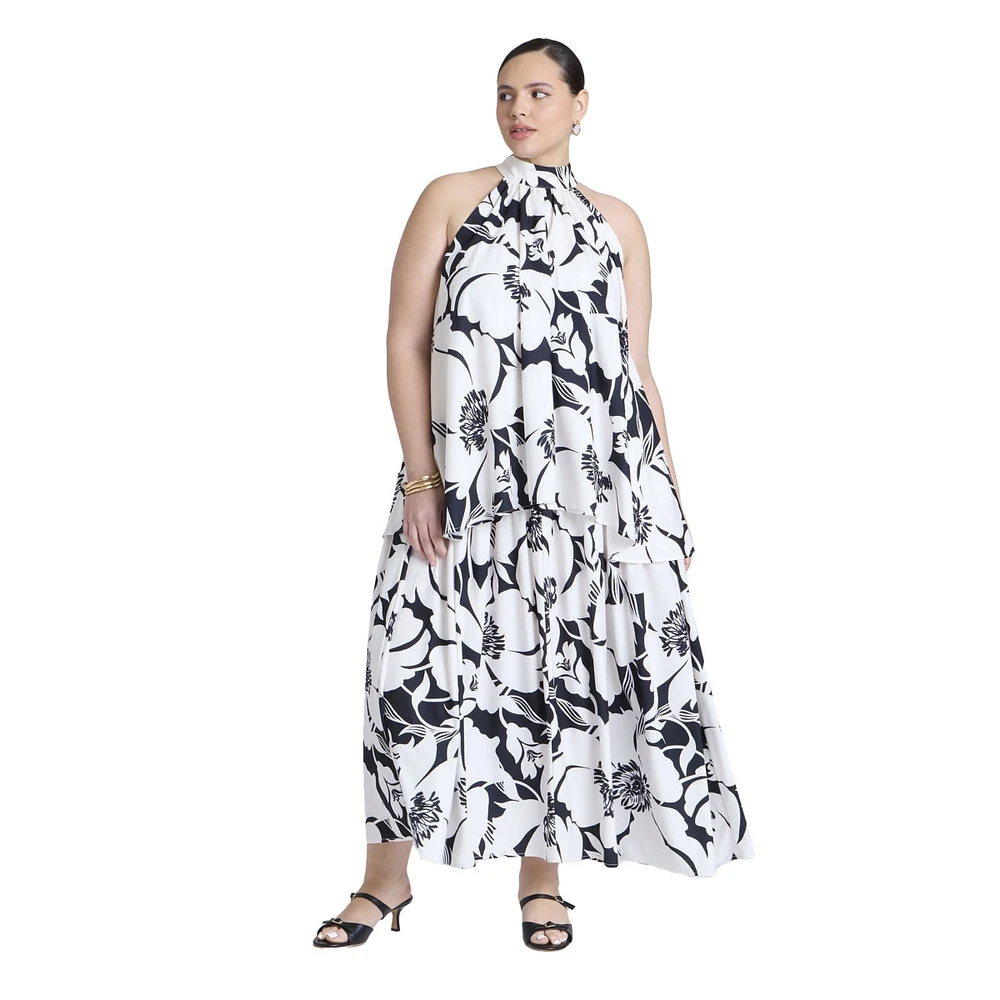 Eloquii Plus Double Layer Trapeze Maxi Dress