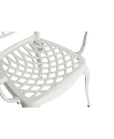 3-Piece White Patio Bistro Set, Cast Aluminum Table & 2 Chairs, Umbrella Hole