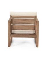 Acacia Patio Set, 4 Pieces, Cushions, Coffee Table, Brown/Beige