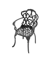 7-Piece Cast Aluminum Patio Set, Black Frame, Random Color Cushions