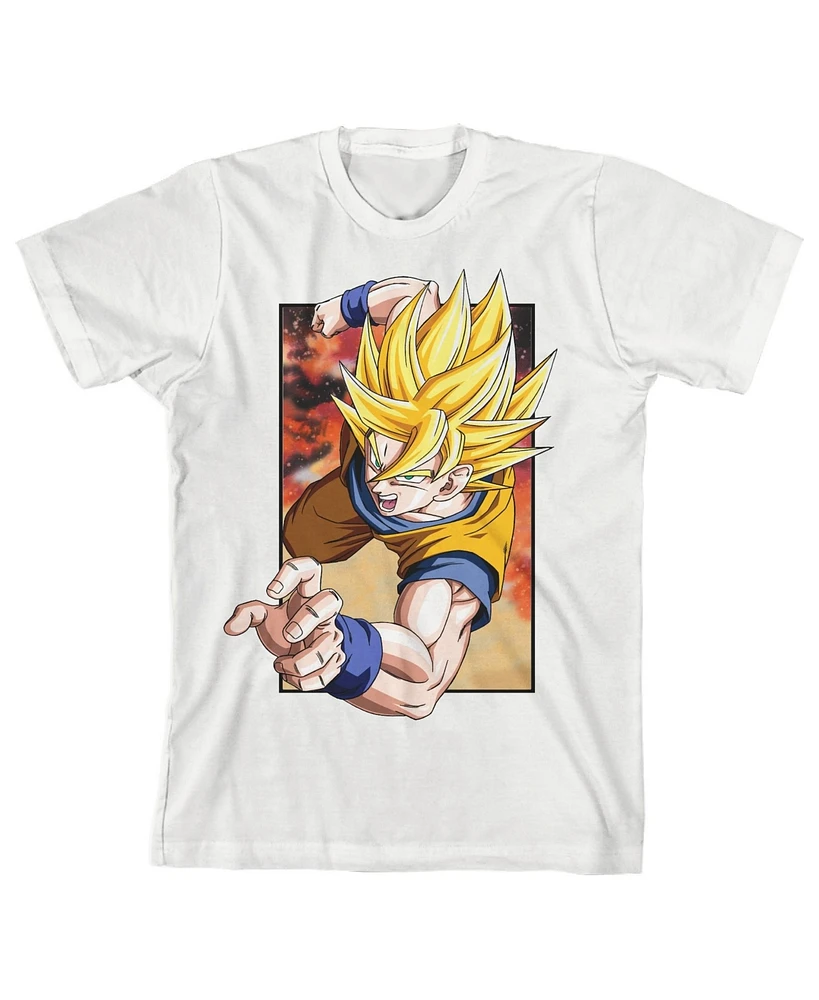 Dragon Ball Z Boys Bioworld Saiyan Goku Youth White Graphic Tee-xl