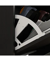 The black 2-door wooden shoe cabinet and fashionable shutter door design, sturdy and durable, efficient and stored, and enhance the aesthetics of the