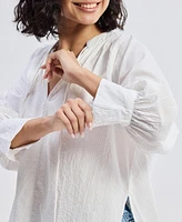 Reistor Women's Relaxed Fit Top with Front-tie White