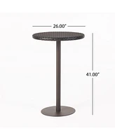 Outdoor 26" Round Pe Rattan Bar Table, Multibrown