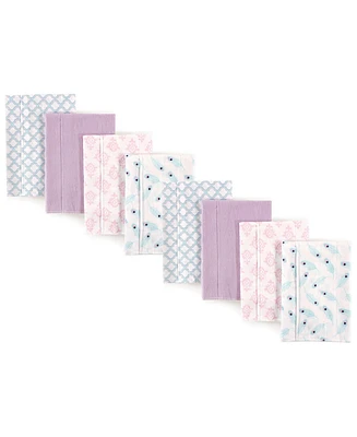 Hudson Baby Boys and Girls Cotton Poly Flannel Burp Cloths 8-Pack, Peacock Feather, One Size