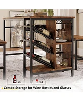 3-Piece Dining Table Set for 4, 47inch Kitchen Table with 2 Benches
