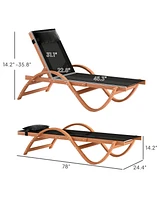 Outsunny Larch Wood Lounge Chair, 4-Level Adjustable ning