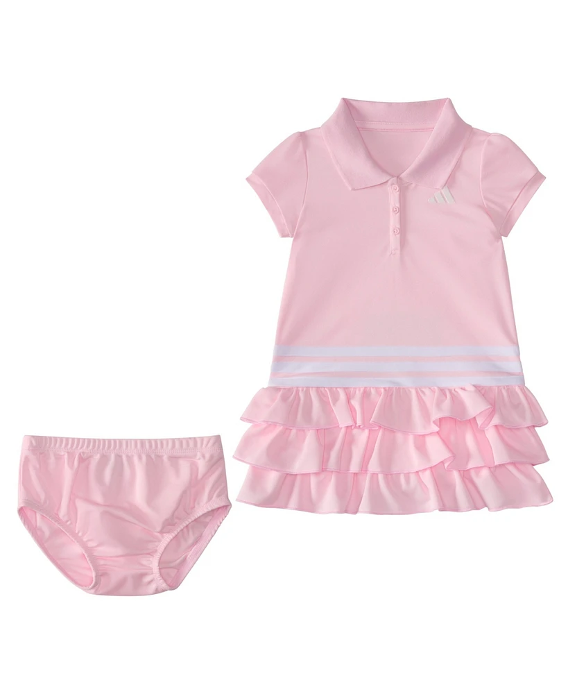 adidas Baby Girls 2-Piece Short Sleeve Ruffle Polo Dress and Bloomers Set
