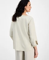 Jm Collection Women's Square-Neck 3/4-Slit-Sleeve Blouse, Exclusively at Macy's
