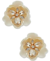 Anne Klein Gold-Tone Crystal Flower Button Statement Earrings