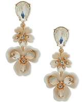 Anne Klein Gold-Tone Crystal & Stone Multi-Flower Drop Earrings