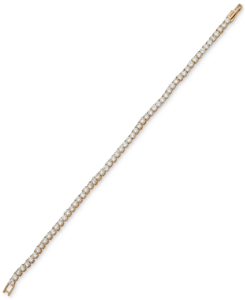 Anne Klein Crystal Skinny Foldover Clasp Tennis Bracelet