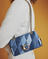 Coach Tabby Mini Denim Shoulder Bag 20 with Patchwork Quilting