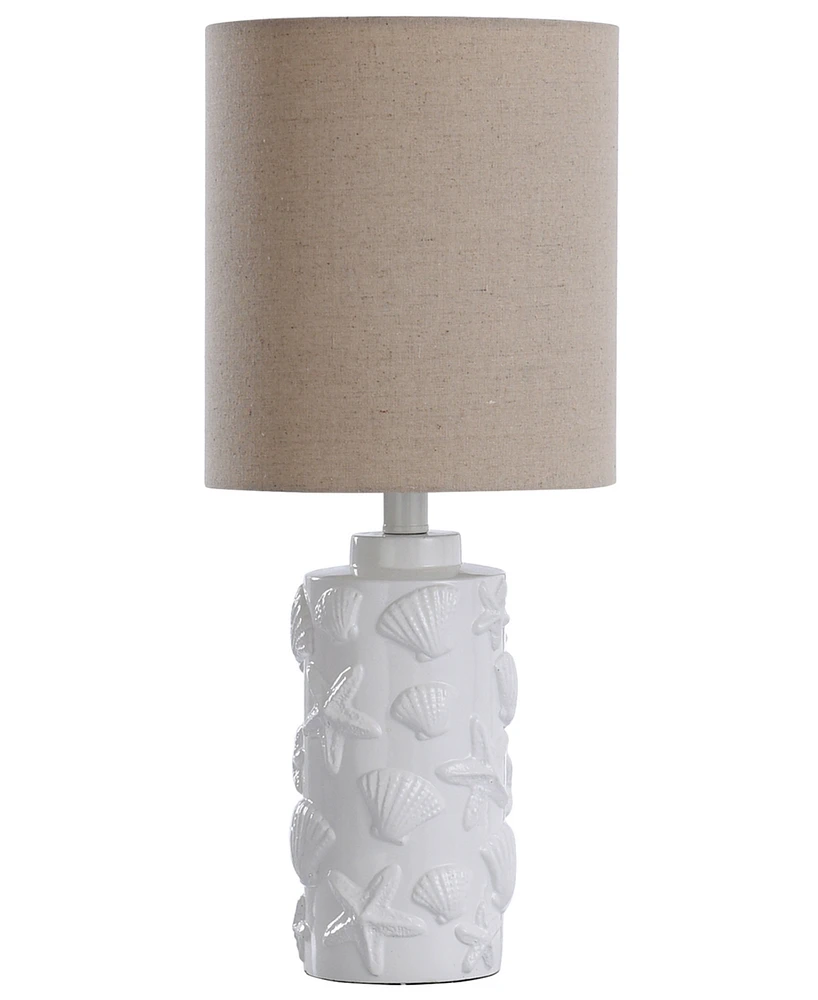 StyleCraft Home Collection 21" Seashell Coastal Motif Fabric Shade Table Lamp