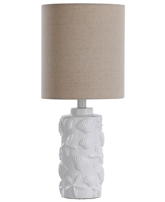 StyleCraft Home Collection 21" Seashell Coastal Motif Fabric Shade Table Lamp