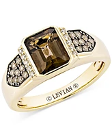 Le Vian Men's Smokey Quartz (1-7/8 ct. t.w.) & Diamond (1/3 ct. t.w.) Statement Ring in 14k Yellow Gold