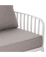 (Set Of 2) Outdoor Club Chairs, Modern, Waterproof, Cushioned, White & Gray