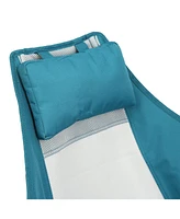 Blue portable folding rocking chairs (2pcs) for camping/lawn