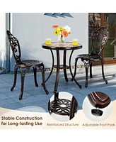 Gymax 3PCS Cast Aluminum Patio Bistro Set Outdoor Table & Chairs Furniture Set
