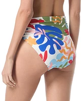 Vince Camuto Women's Printed Convertible-Waist Bikini Bottoms