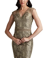 Tadashi Shoji Women's Evonne Sequin Embroidered Dress Smoke Pearl