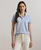 Lauren Ralph Women's Floral-Logo Cotton Pique Polo Shirt