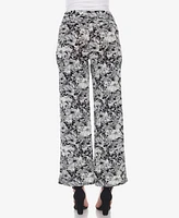 White Mark Women's Floral Print Wide Leg Palazzo Pants