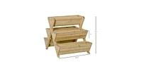 3-Tier Outdoor Fir Wood Elevated Planter Herb Flower Box Raised Garden Bed