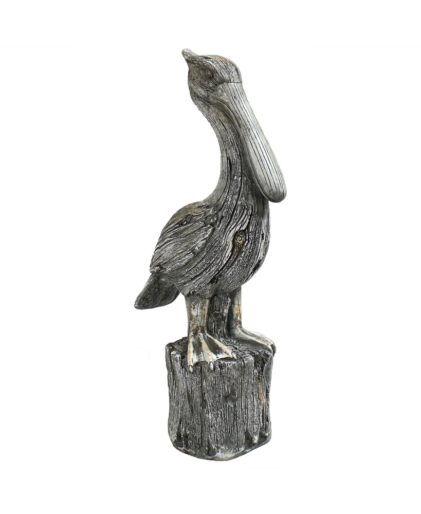 22-Inch Pelican's Perch Outdoor Garden Statue - Outside Nautical Yard Decor - Polystone Ocean and Beach Bird Animal Backyard and Lawn Ornament